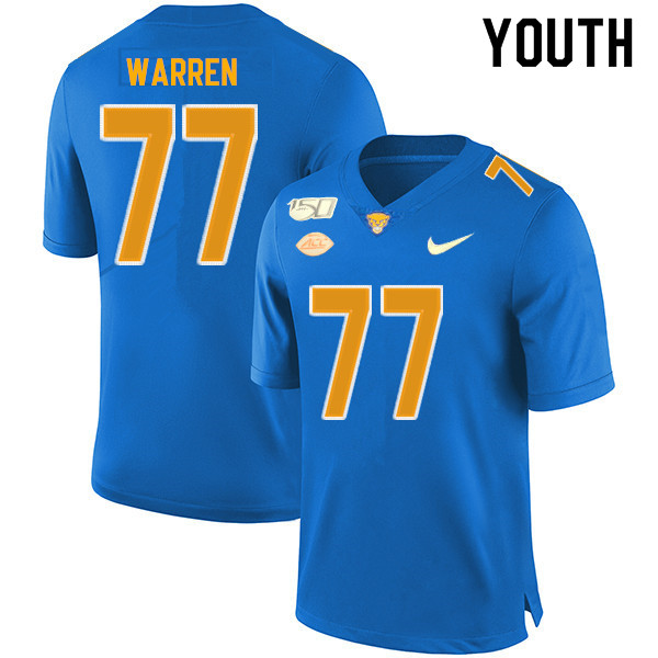 2019 Youth #77 Carter Warren Pitt Panthers College Football Jerseys Sale-Royal